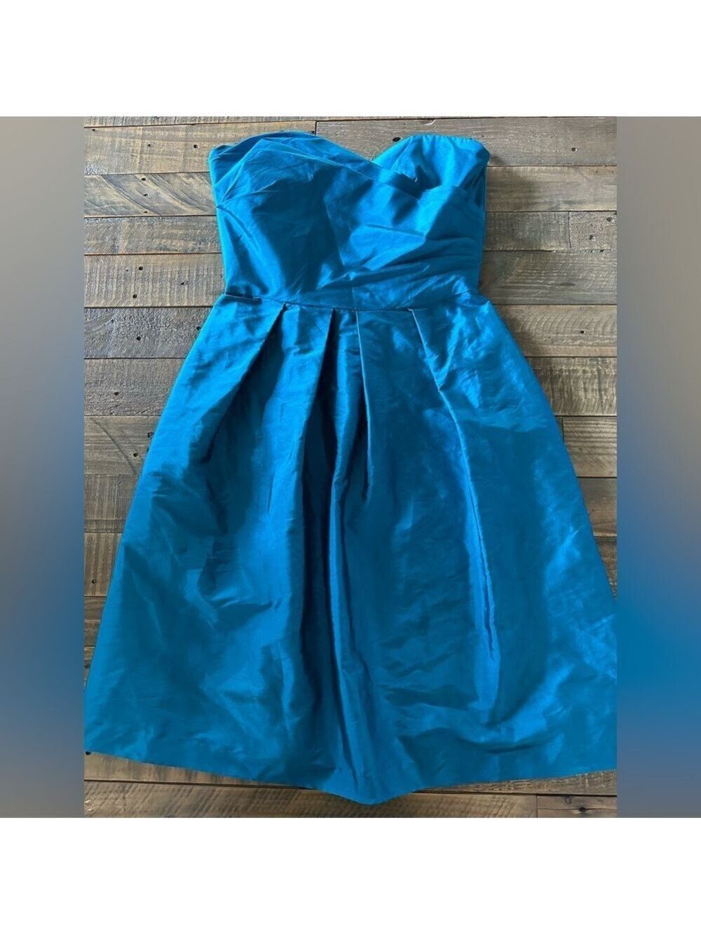 ALFRED SUNG Caspian Blue Strapless Cocktail Dress with Pockets Size 4